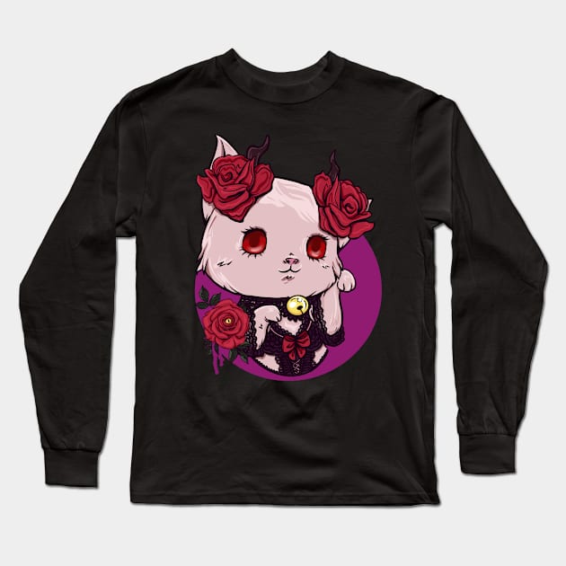 Sexy Gothic Cat Long Sleeve T-Shirt by eimmonsta